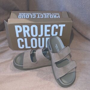 Project Cloud Sleek Platform Sandal in Lt Grey Suede
